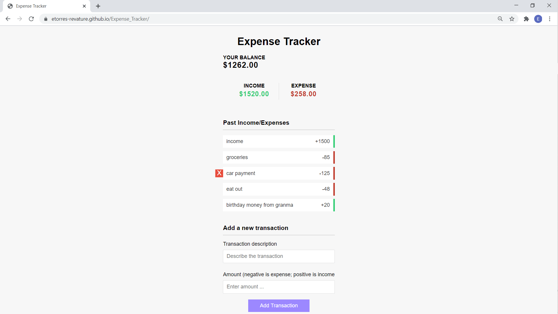 Expense Tracker app